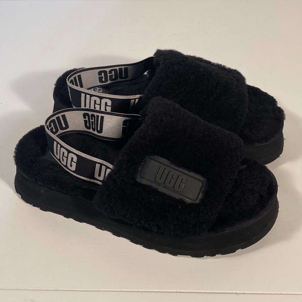 Ugg Disco Slide Black Shearling Slide Sandals Slippers Women Size 11